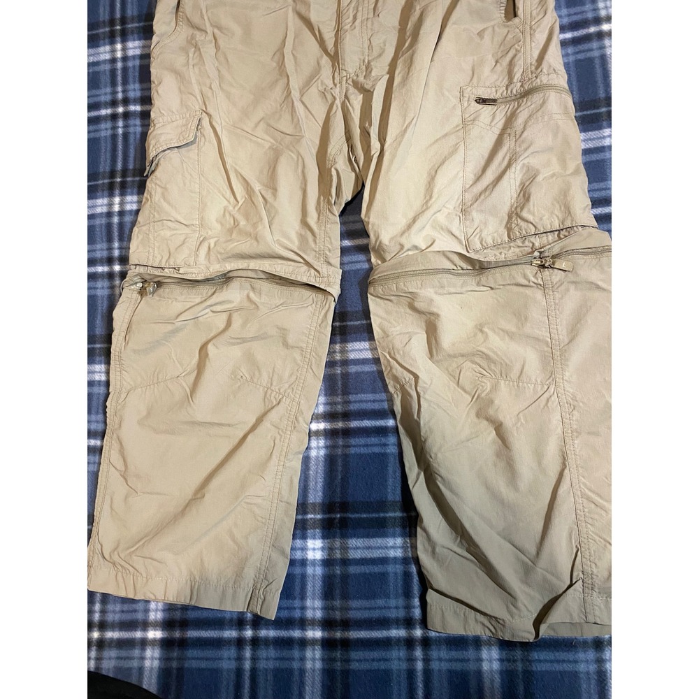 Columbia Mens Convertible Hiking Cargo Pants‎ Tan Beige Zip Off Shorts 34x25 - Picture 2 of 6